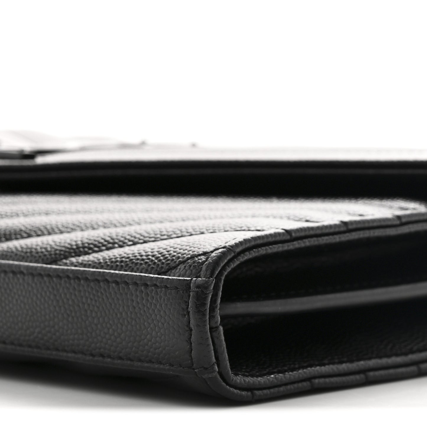 Grain De Poudre Matelasse Chevron Monogram Monochrome Chain Wallet Black
