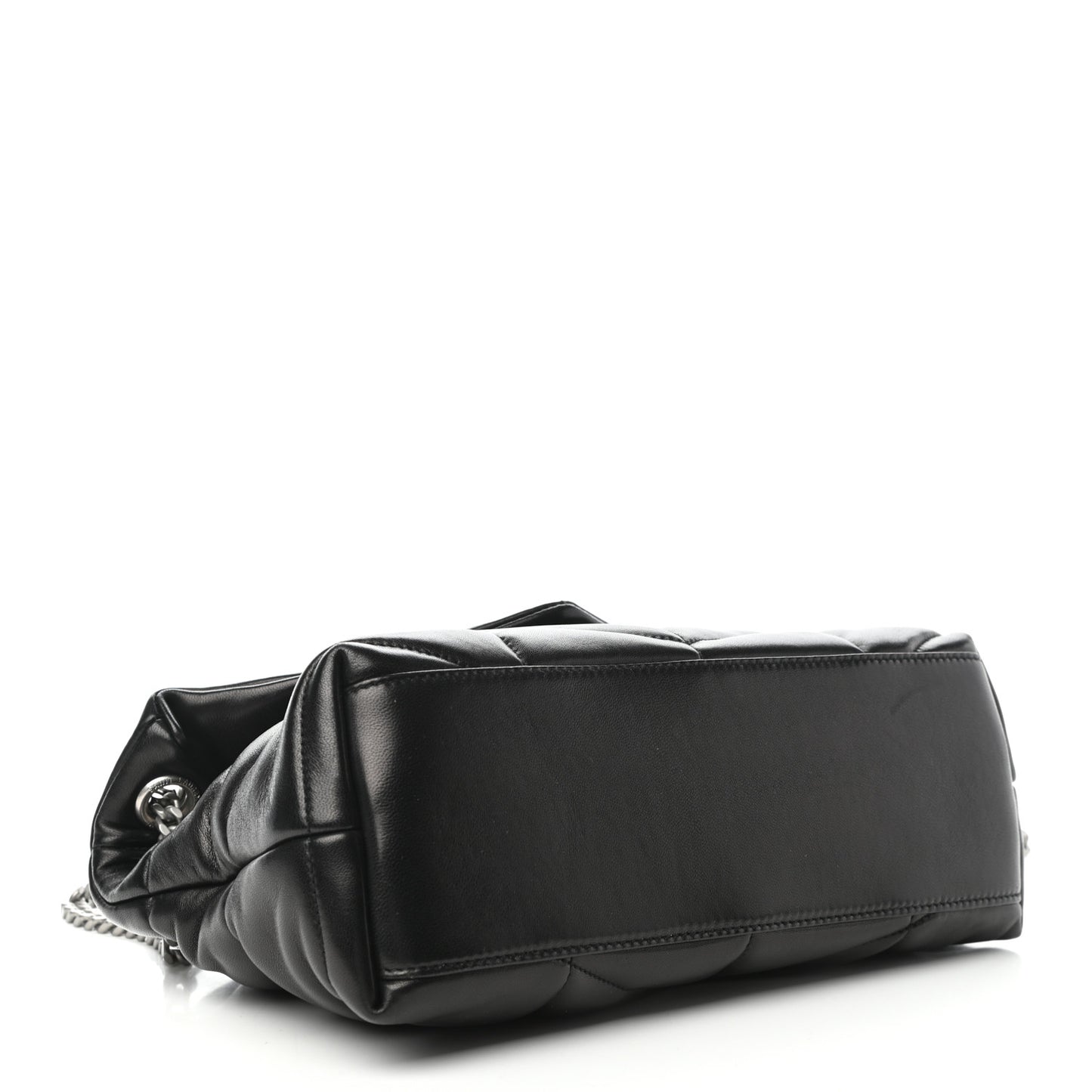 Lambskin Quilted Small Loulou Puffer Monogram Chain Satchel Black
