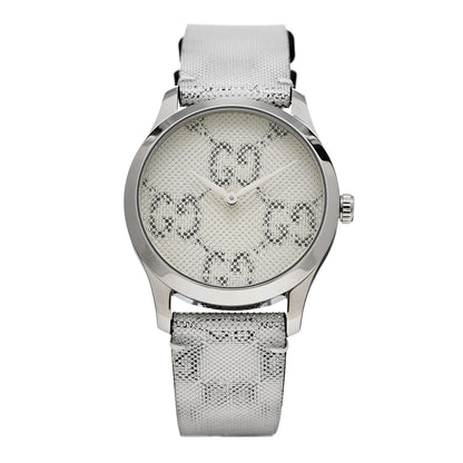 Gucci Stainless Steel Calfskin 38mm G-Timeless GG Hologram Quartz Watch 1 of 4