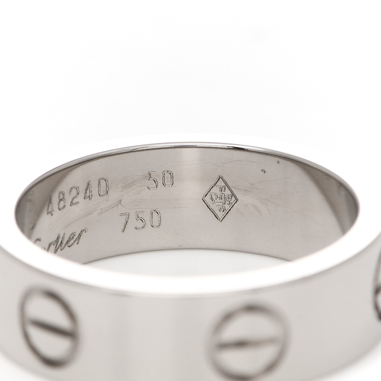 Cartier 18K White Gold 5.5mm LOVE Ring 50 5.25 5 of 5