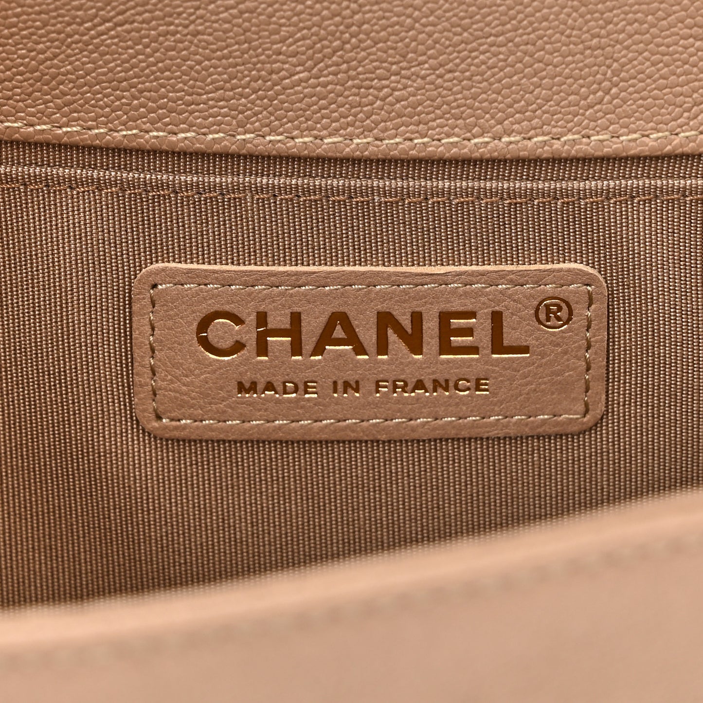 Caviar Quilted Medium Boy Flap Beige