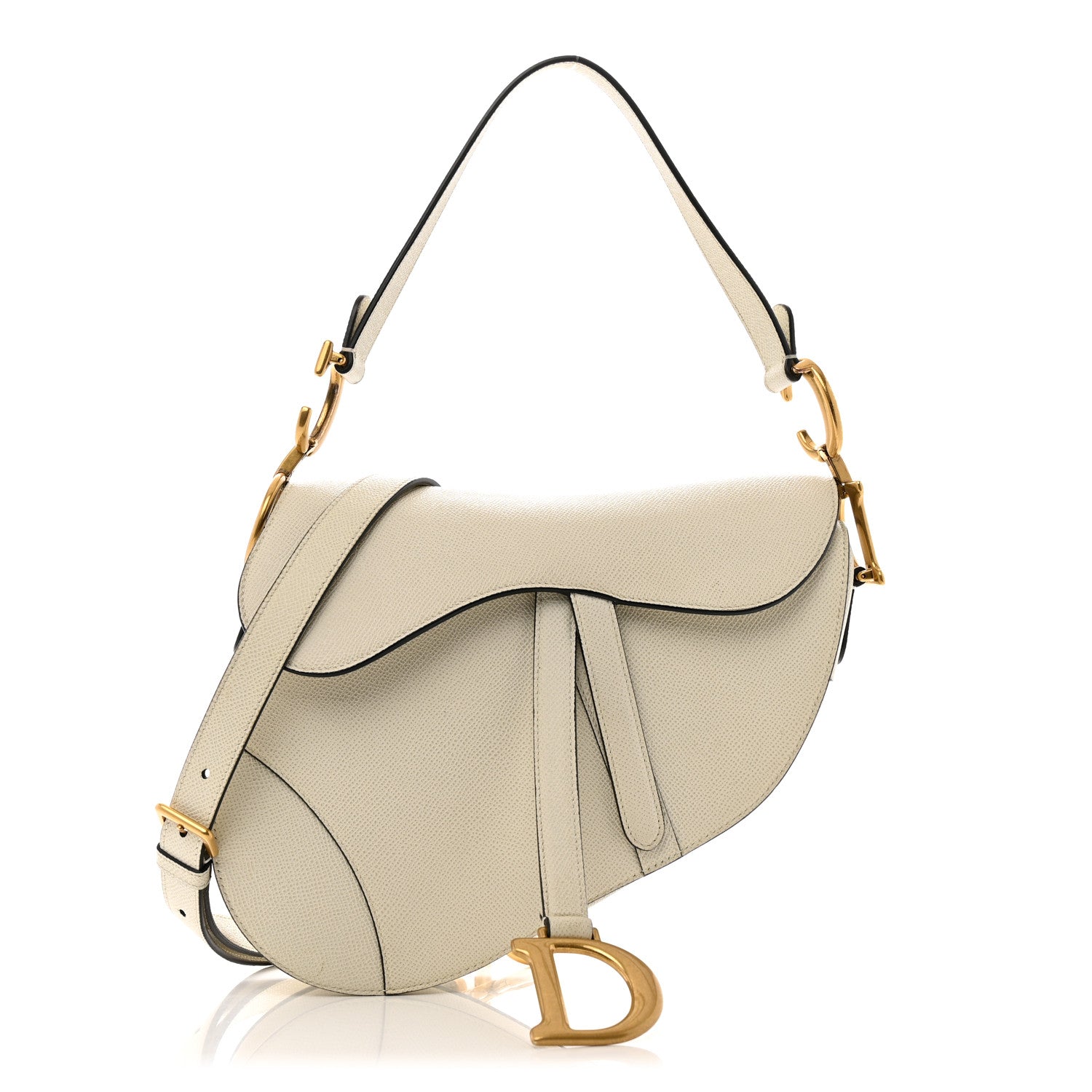 Christian Dior Grained Calfskin Saddle Bag With Strap Latte 1 of 15