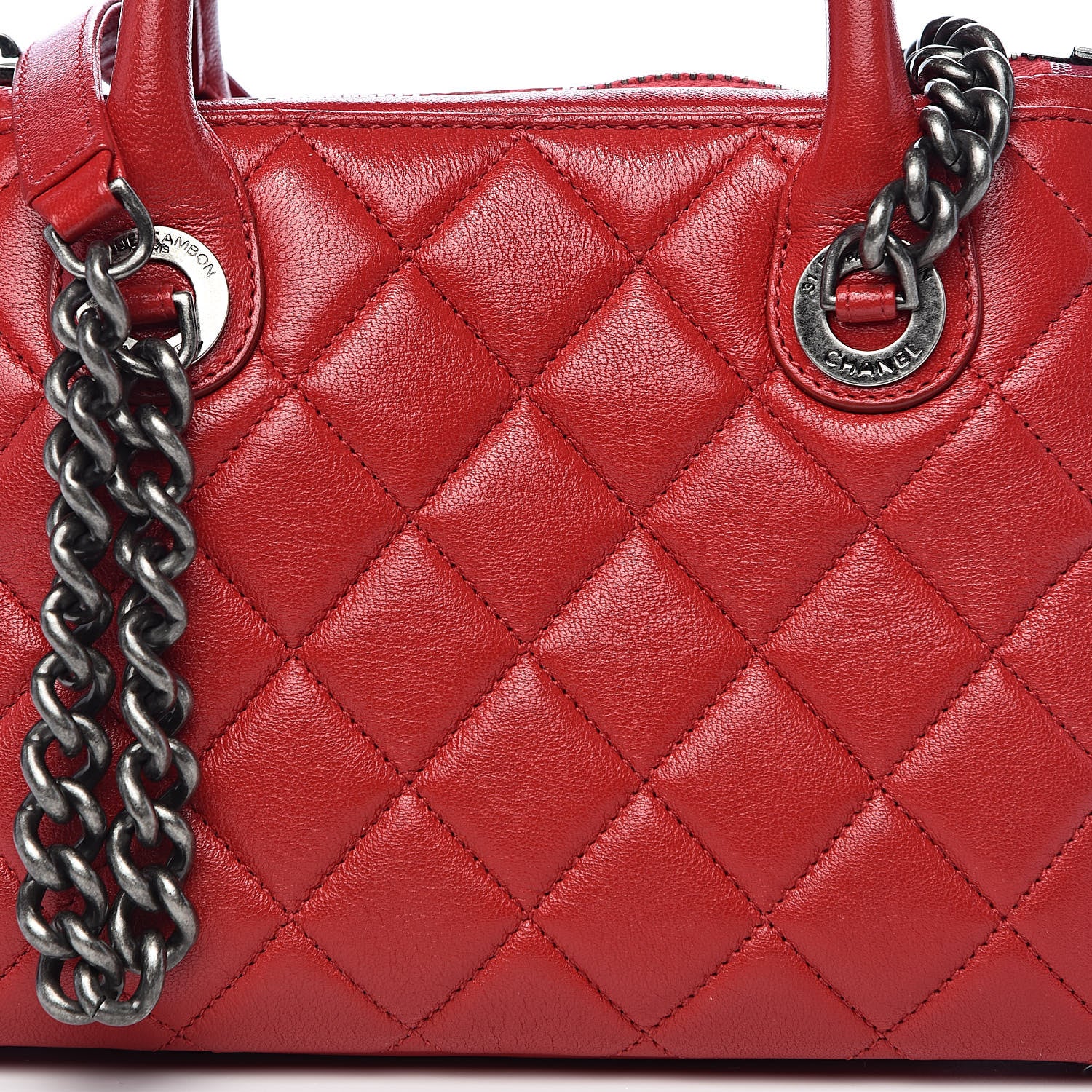 Chanel Shiny Sheepskin Quilted Small Shopping Tote Red 12 of 12