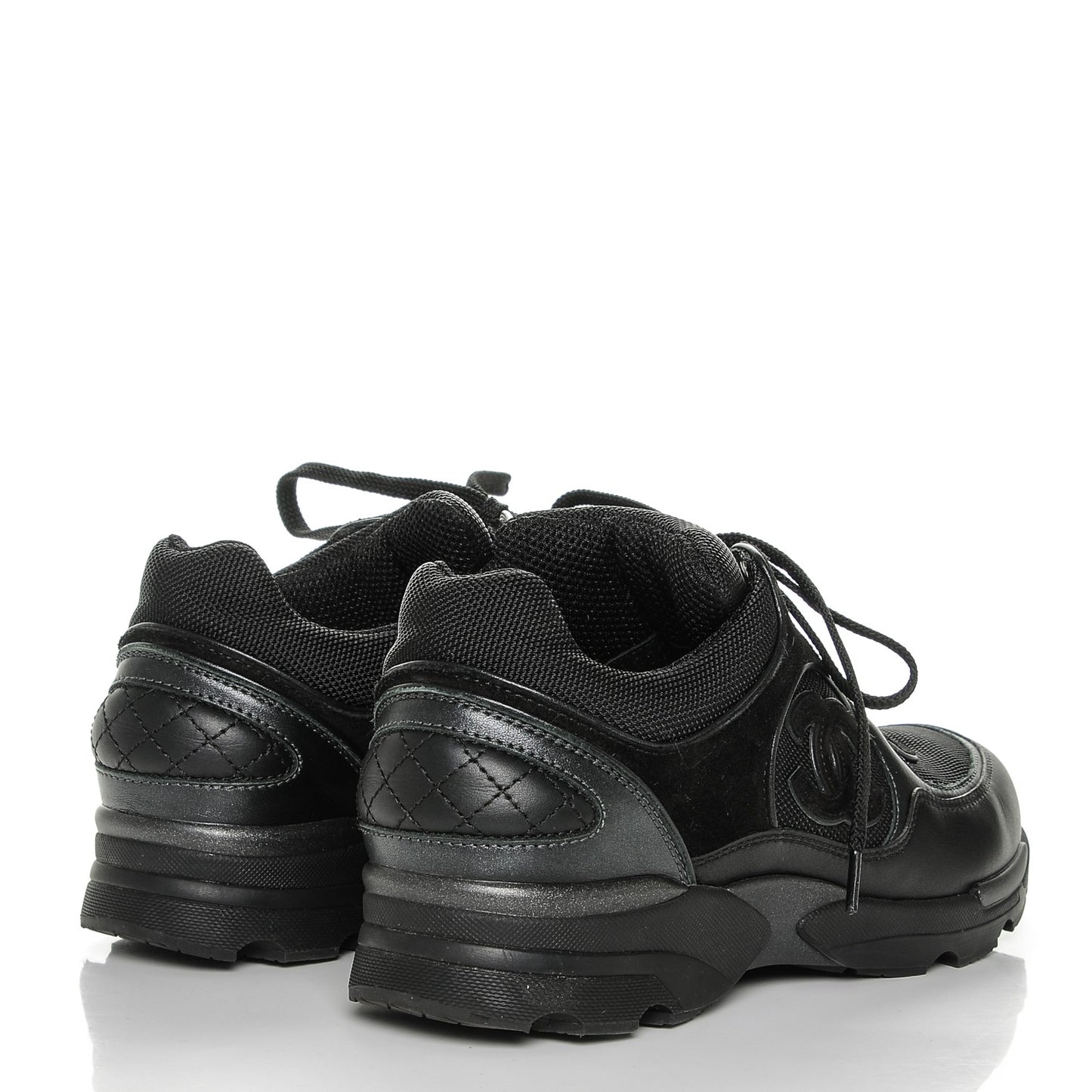 Suede Calfskin CC Sneakers 36 Black