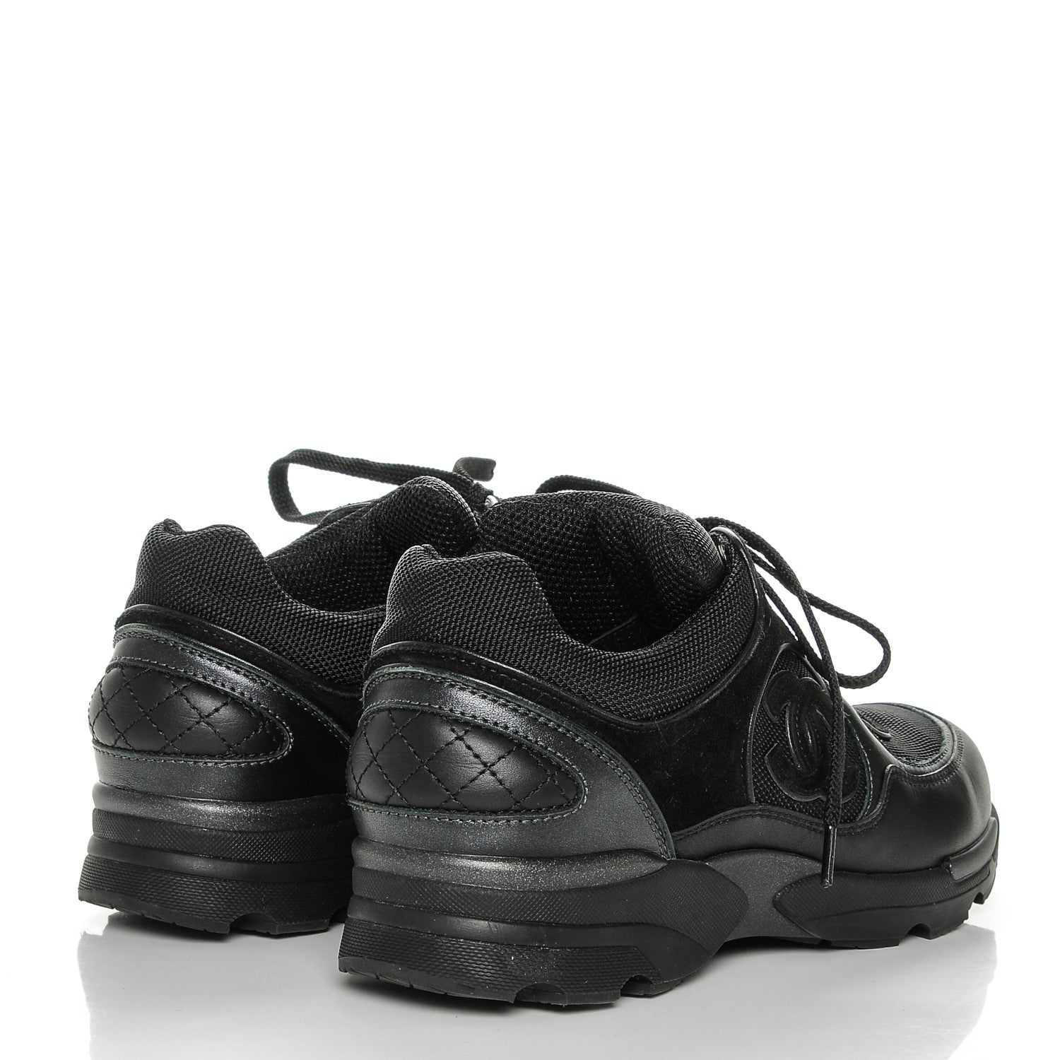 Chanel Suede Calfskin CC Sneakers 36 Black 4 of 8