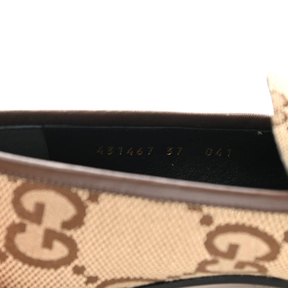 Gucci Monogram Jumbo GG Malaga Kid Horsebit Womens Jordaan Loafers 37 Camel Ebony New Acero Beige 8 of 9