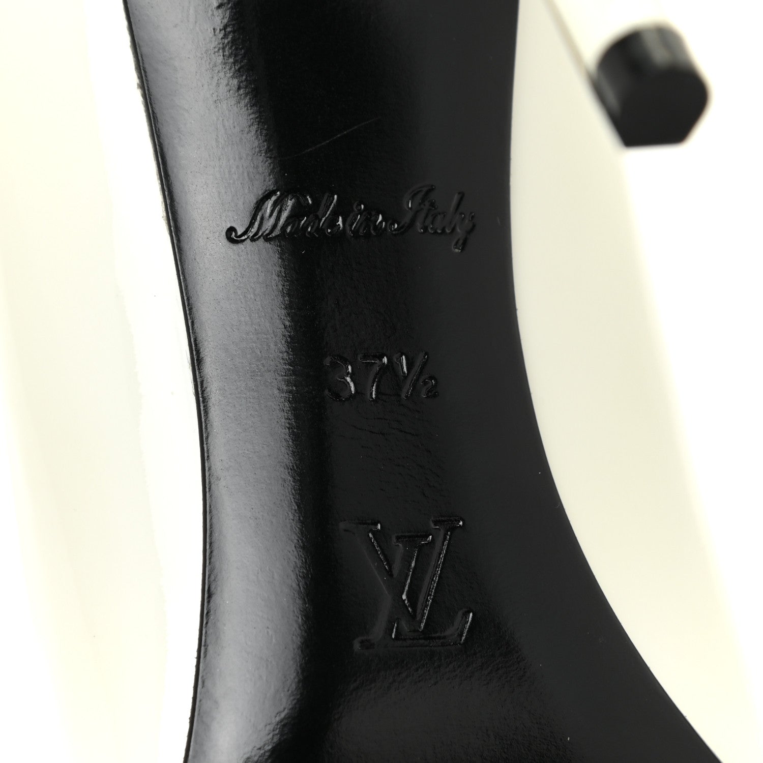 Louis Vuitton Monogram Patent Call Back Pumps 37.5 White 11 of 12