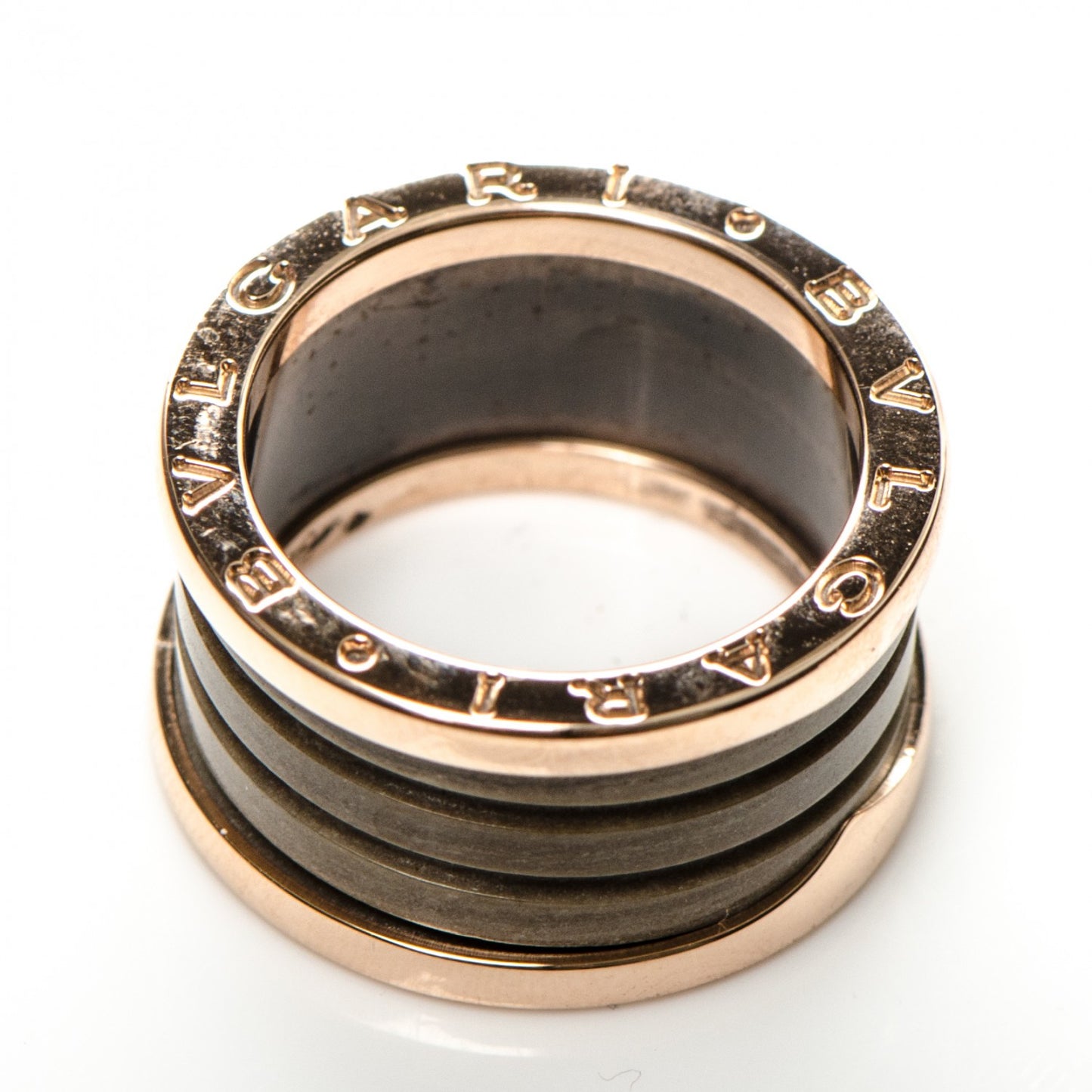 BULGAR 18K Rose Gold B.Zero1 4 Band Ring 54 7