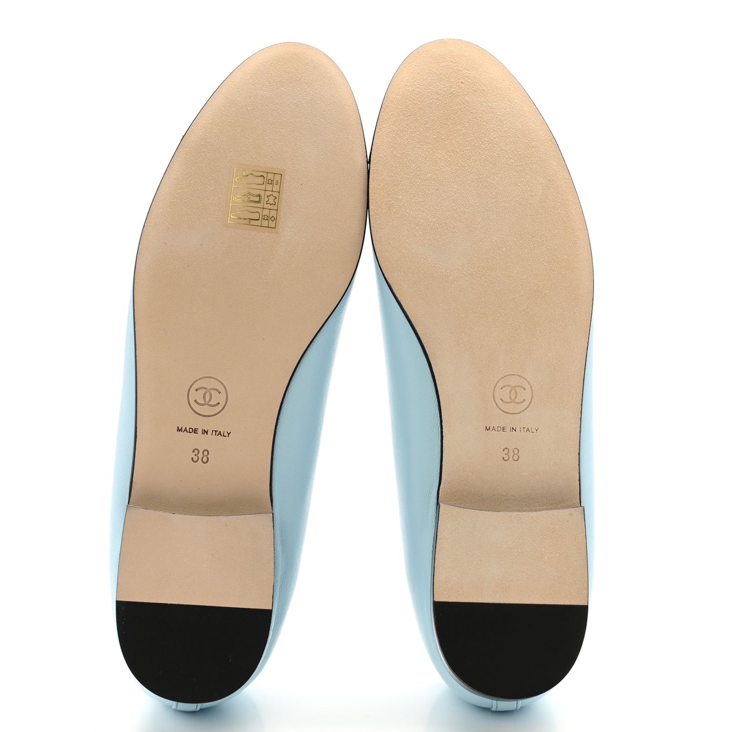 Lambskin Cap Toe CC Ballerina Flats 38 Light Blue Black