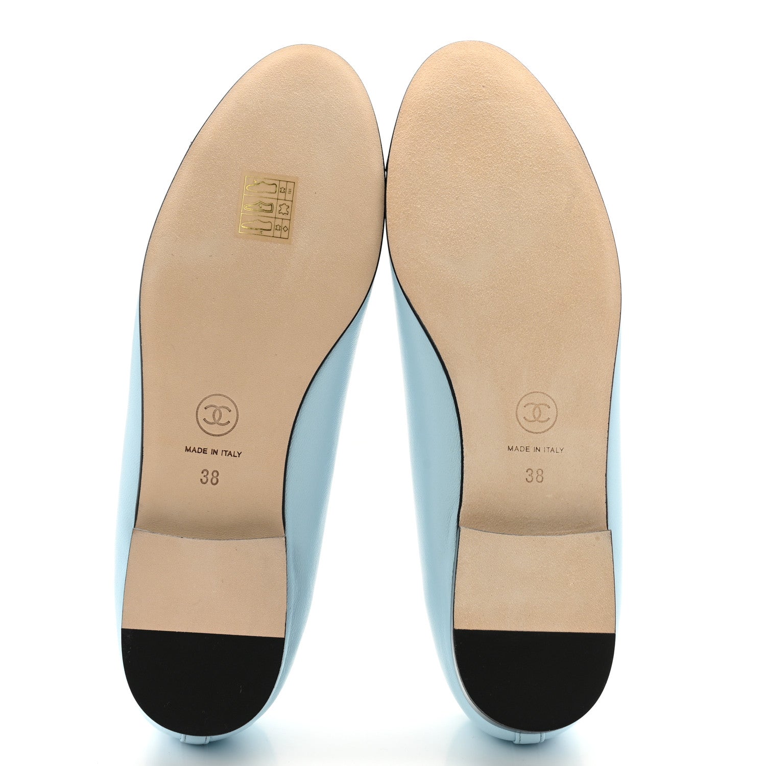 Chanel Lambskin Cap Toe CC Ballerina Flats 38 Light Blue Black 5 of 10