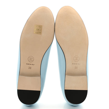 Chanel Lambskin Cap Toe CC Ballerina Flats 38 Light Blue Black 5 of 10