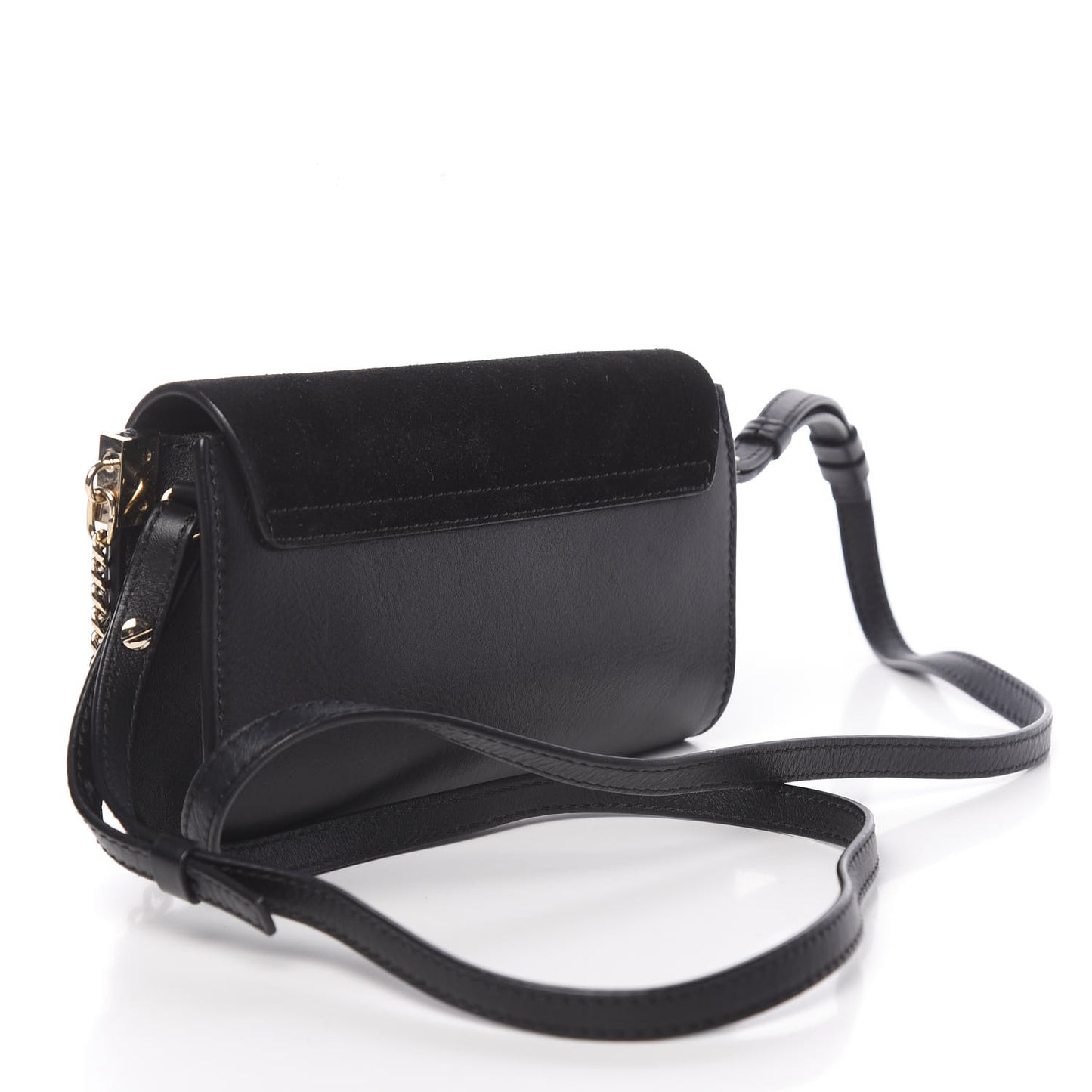 Suede Calfskin Mini Faye Shoulder Bag Black
