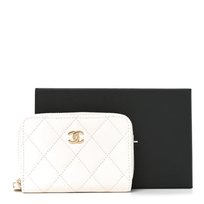 Chanel Caviar Quilted Zip Coin Purse White 8 of 8