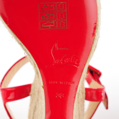 Christian Louboutin Patent Spachica 140 Wedge Sandals 38 Red White Navy 6 of 7