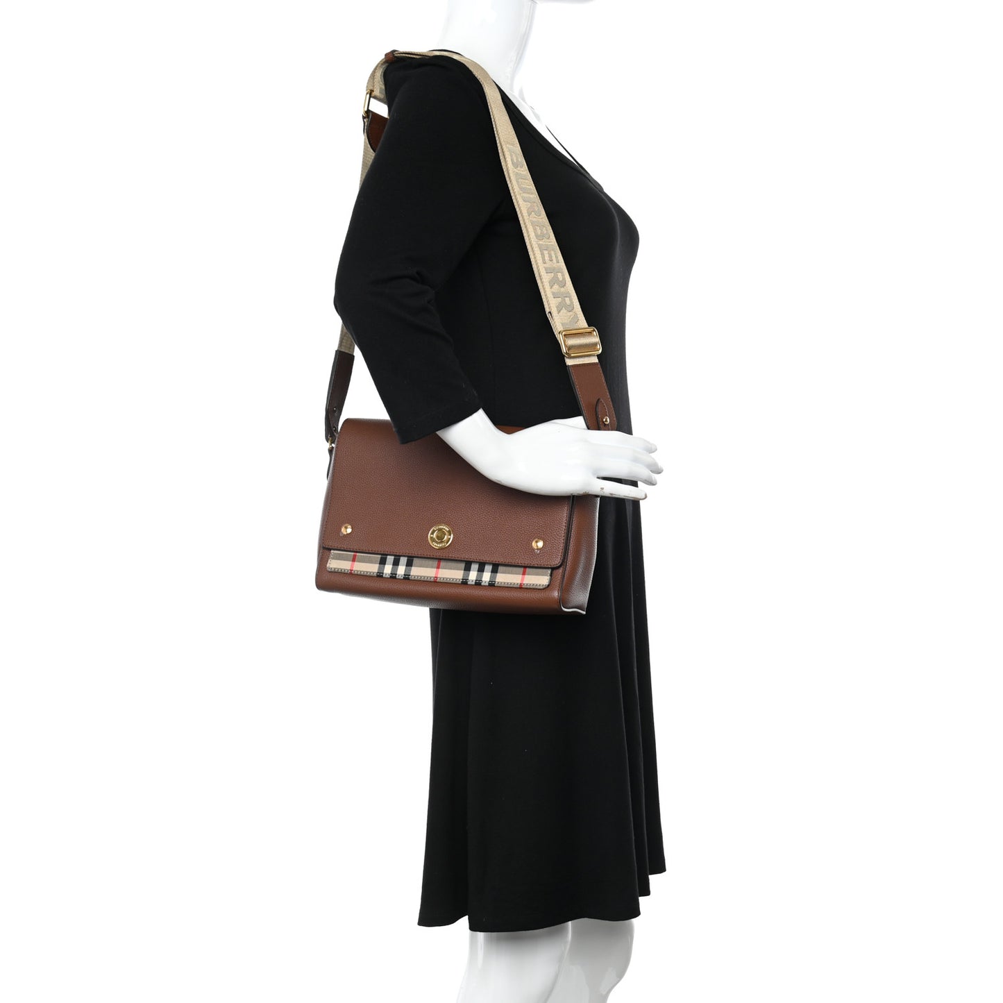 Calfskin Vintage Check Note Crossbody Bag Tan