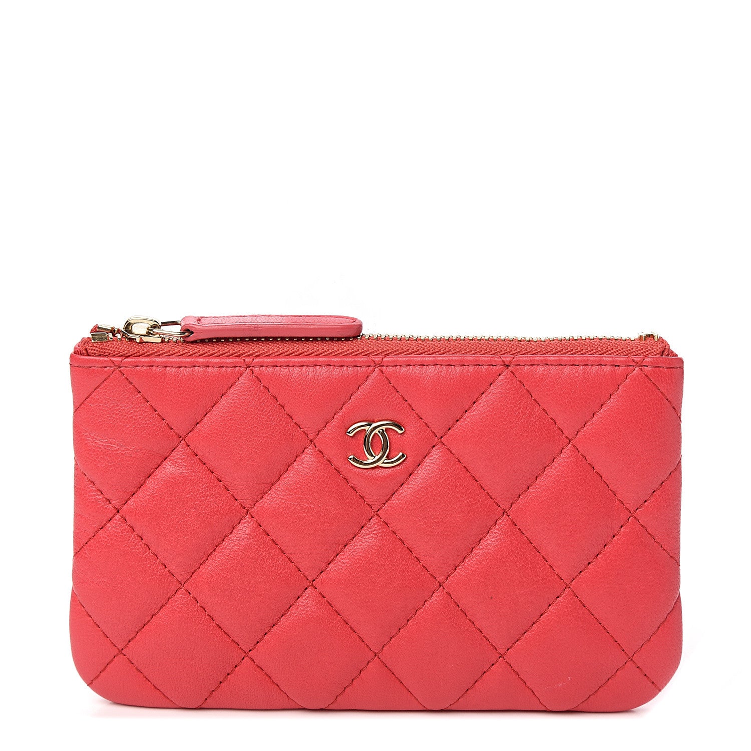 Chanel Lambskin Quilted Small Cosmetic Case Dark Pink 1 of 7