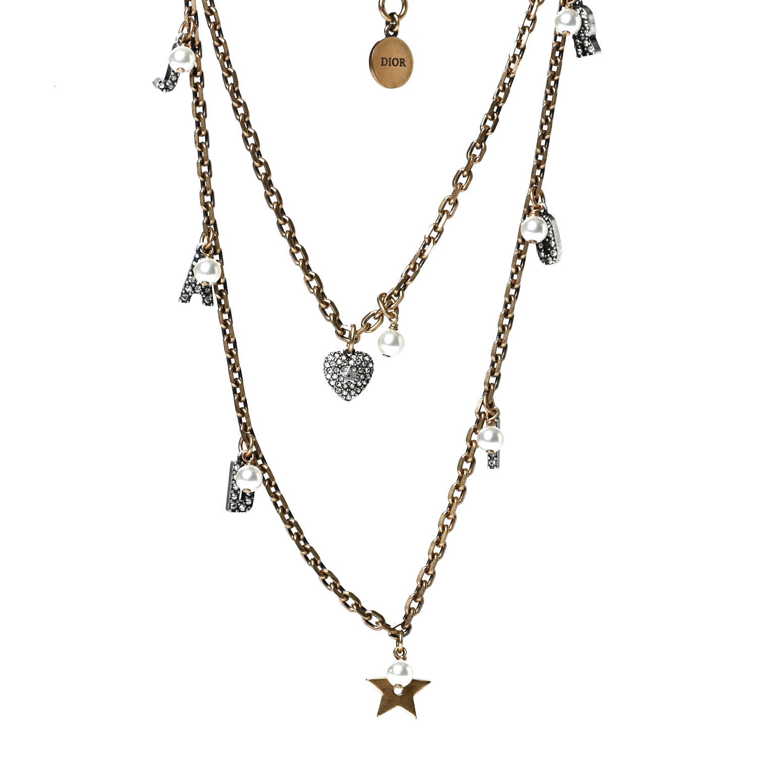 Christian Dior Metal Star J'adior Multi Strand Necklace Aged Gold 1 of 4