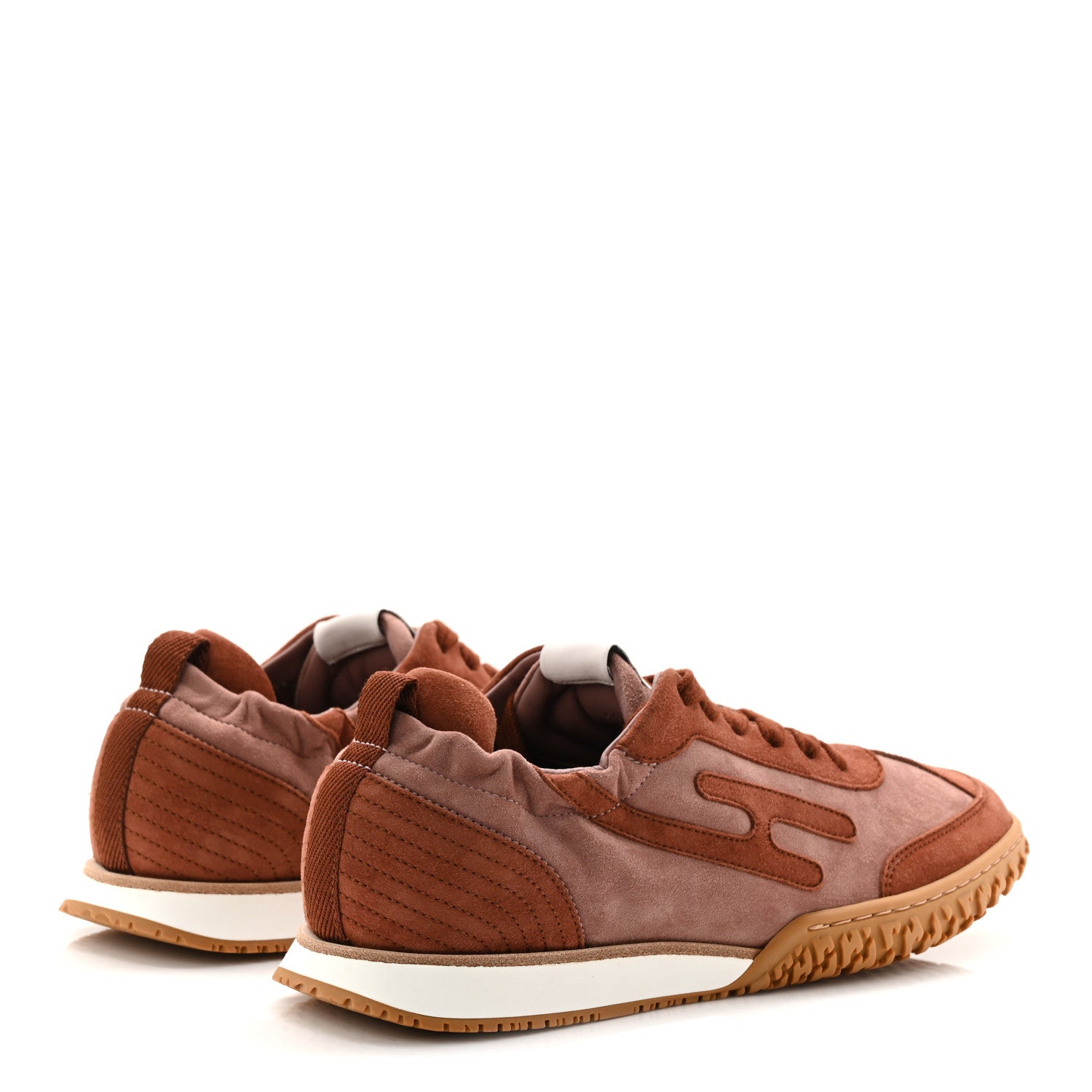 HERMES ブラウン スエード レースアップシューズ Hermes Suede Goatskin Jet Sneakers 36 Rose Antique Rouge Sepia