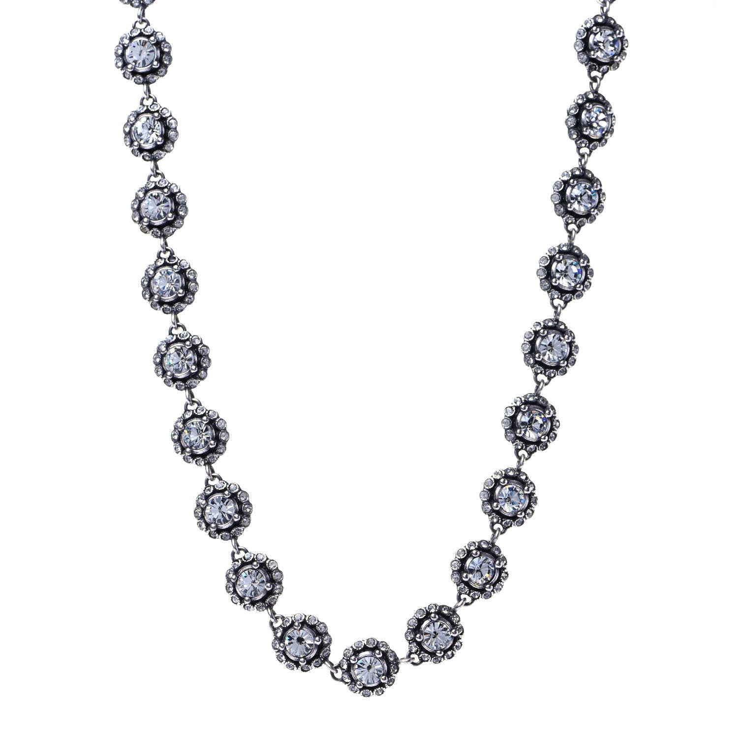 Christian Dior Crystal Flower Necklace Silver Blue 1 of 4