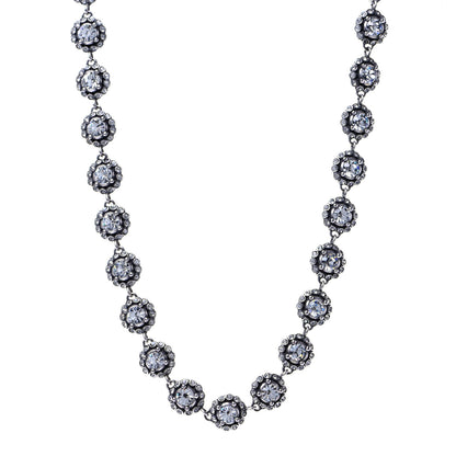 Christian Dior Crystal Flower Necklace Silver Blue 1 of 4
