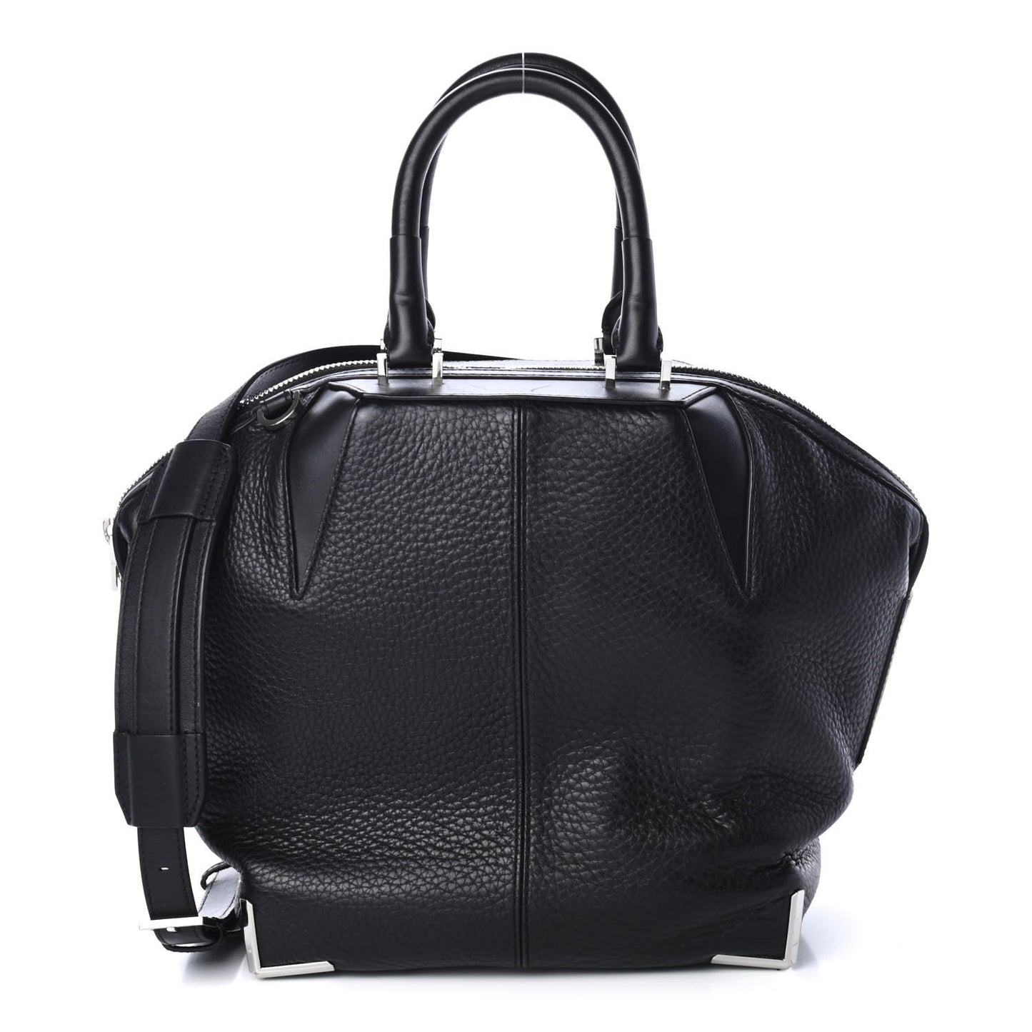 Pebbled Calfskin Small Emile Black Silver Hardware