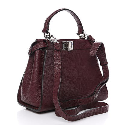 Fendi Cuoio Romano Selleria Bi-Color Mini Peekaboo Iconic Satchel Bordeaux Grigio Polvere 2 of 7