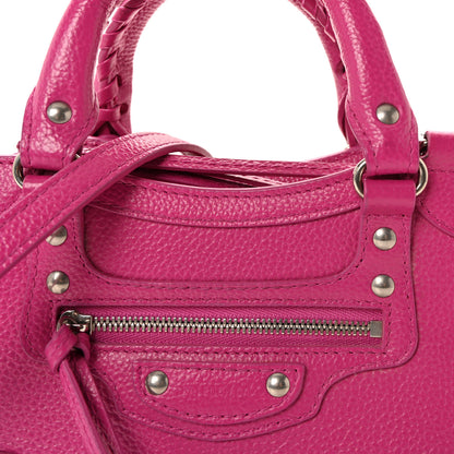 Balenciaga Grained Calfskin Neo Classic Silver Hardware Mini City Fuchsia 13 of 17