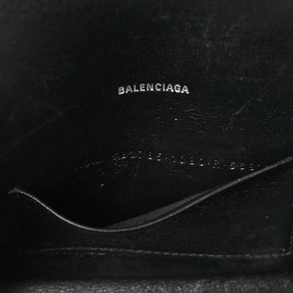 Balenciaga Grained Calfskin Logo Cash Phone Holder Wallet On Chain Black White 7 of 12