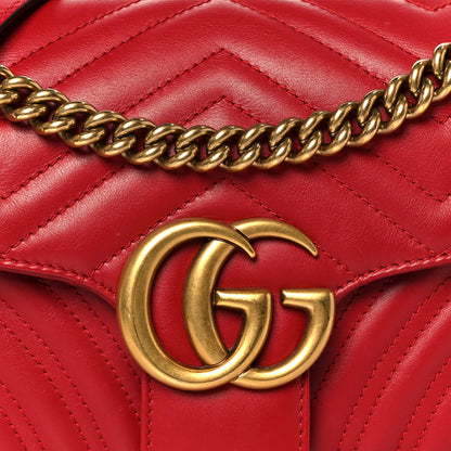 Gucci Calfskin Matelasse Small GG Marmont Shoulder Bag Hibiscus Red 9 of 11