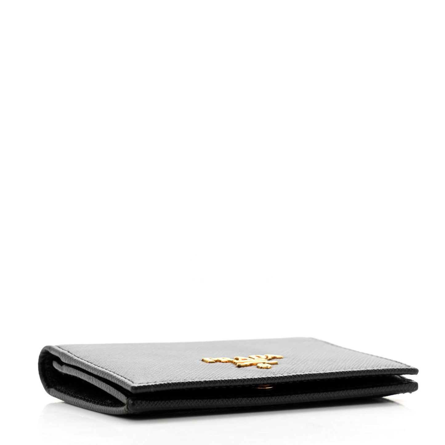 Saffiano Metal Bi-Fold Card Holder Wallet Black