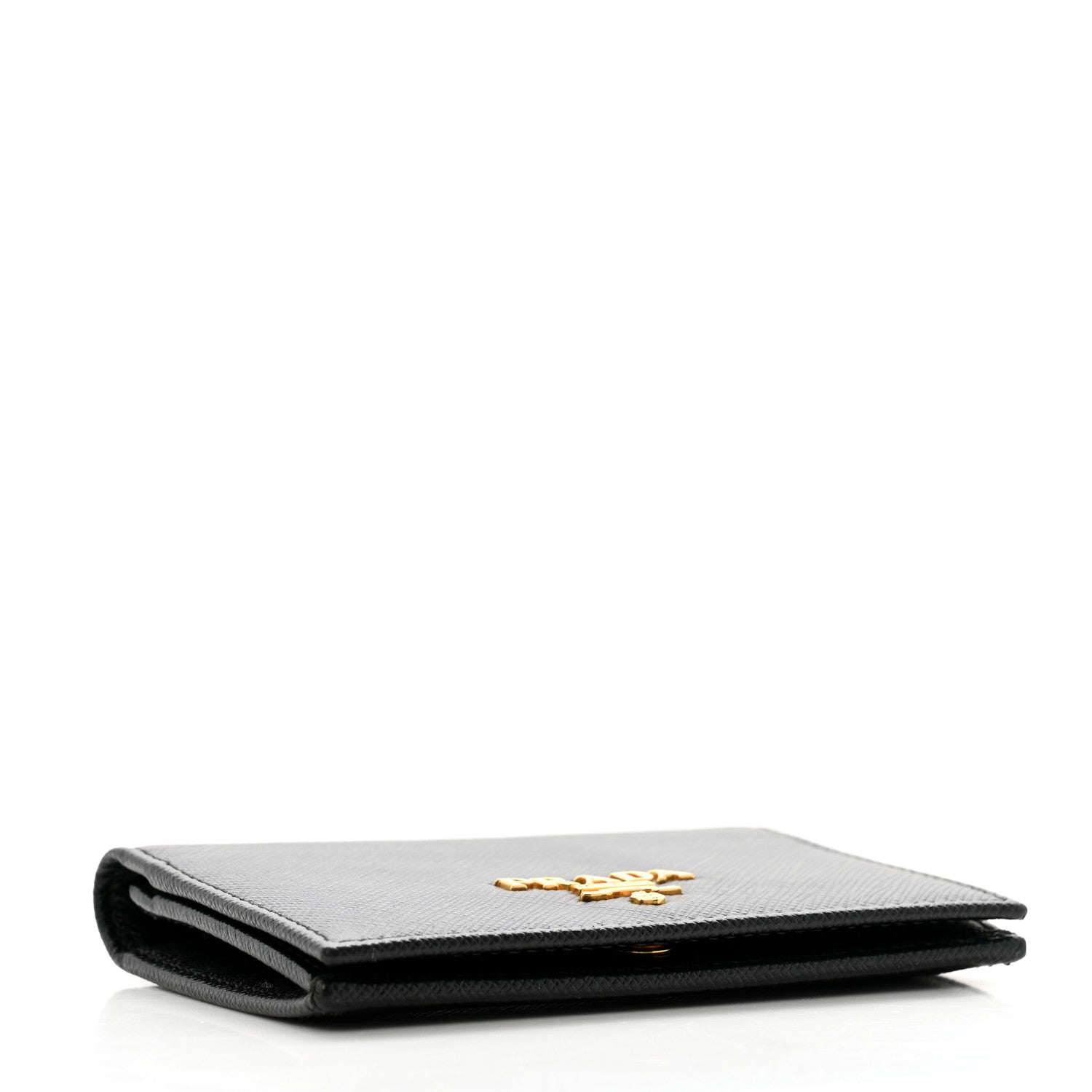 Prada Saffiano Metal Bi-Fold Card Holder Wallet Black 4 of 8