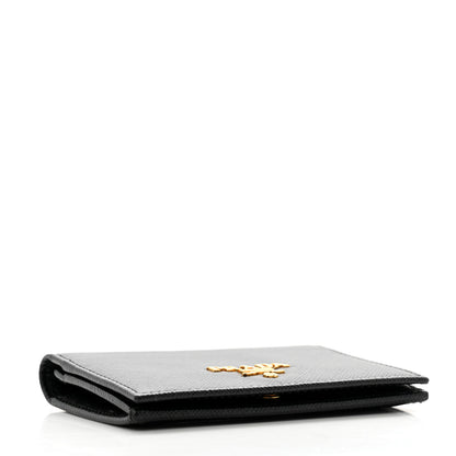 Prada Saffiano Metal Bi-Fold Card Holder Wallet Black 4 of 8