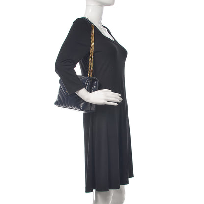 Saint Laurent Calfskin Y Quilted Monogram Small Loulou Chain Satchel Navy 2 of 10