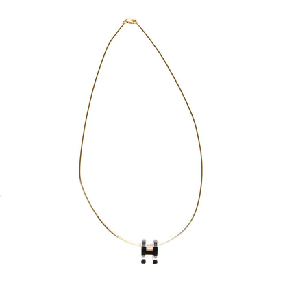 Hermes Lacquered Gold Pop H Pendant Necklace Black 1 of 5
