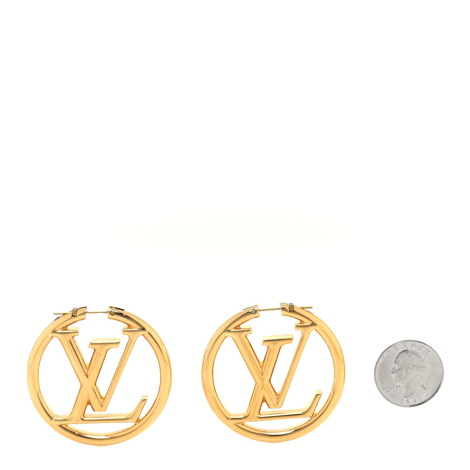 Louis Vuitton Metal Louise Hoop Earrings Gold 2 of 5
