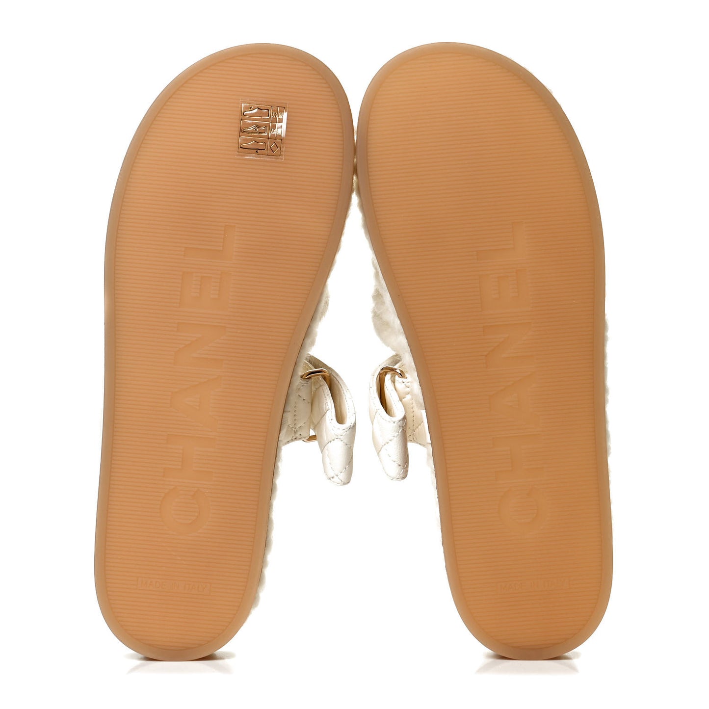 Cord Lambskin Quilted Logo Mules 39 Ivory