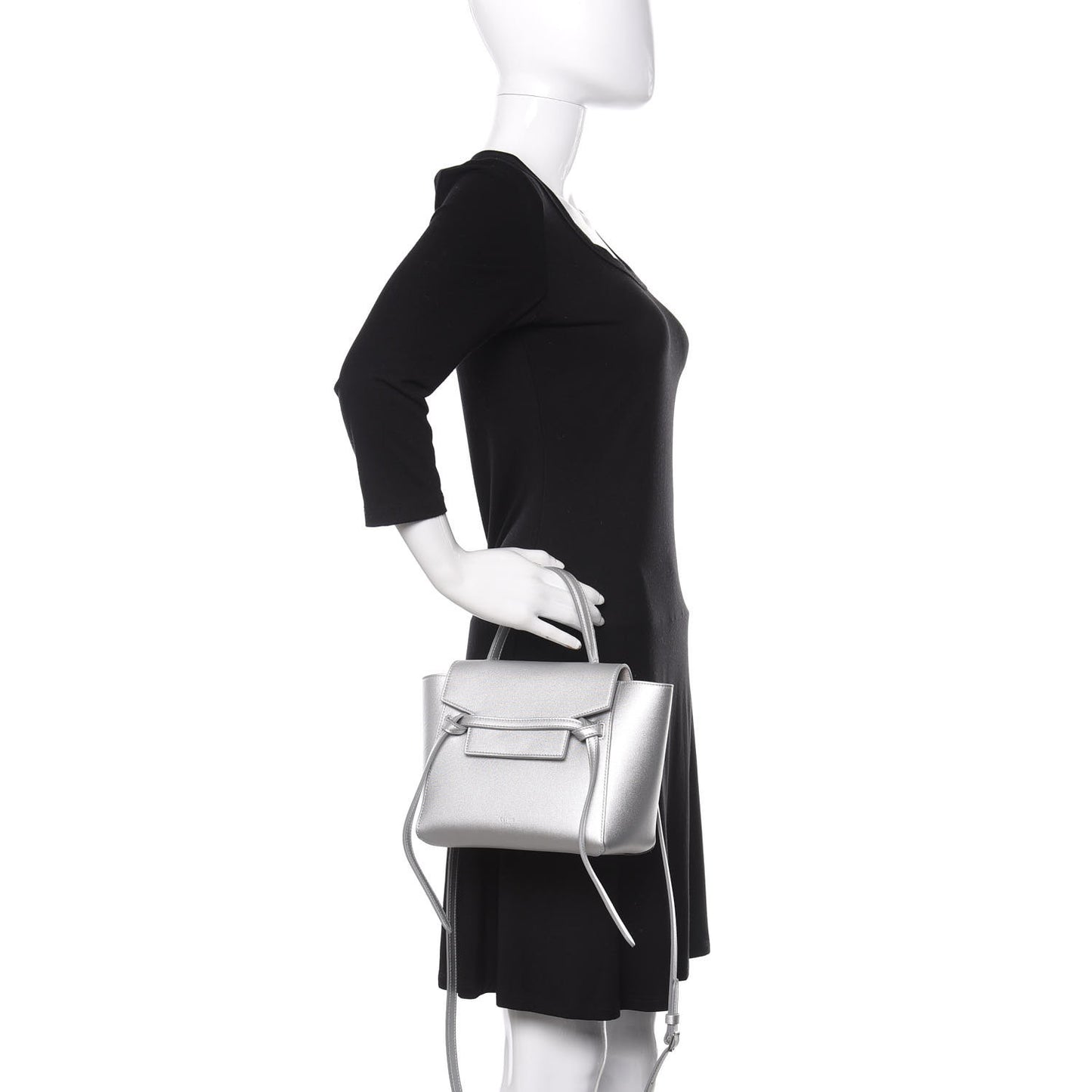 Laminated Calfskin Nano Belt Bag Silver
