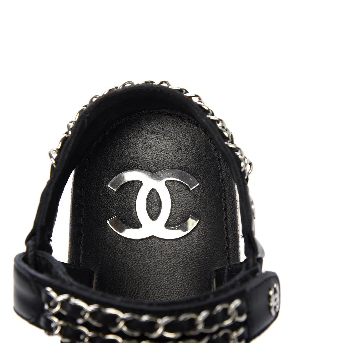 Lambskin Chain Sandals 37 Black
