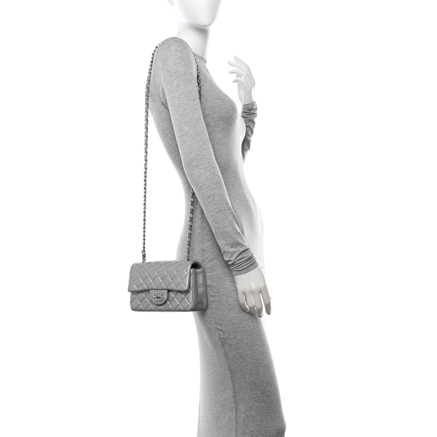 Chanel Metallic Lambskin Quilted Mini Rectangular Flap Silver 2 of 11