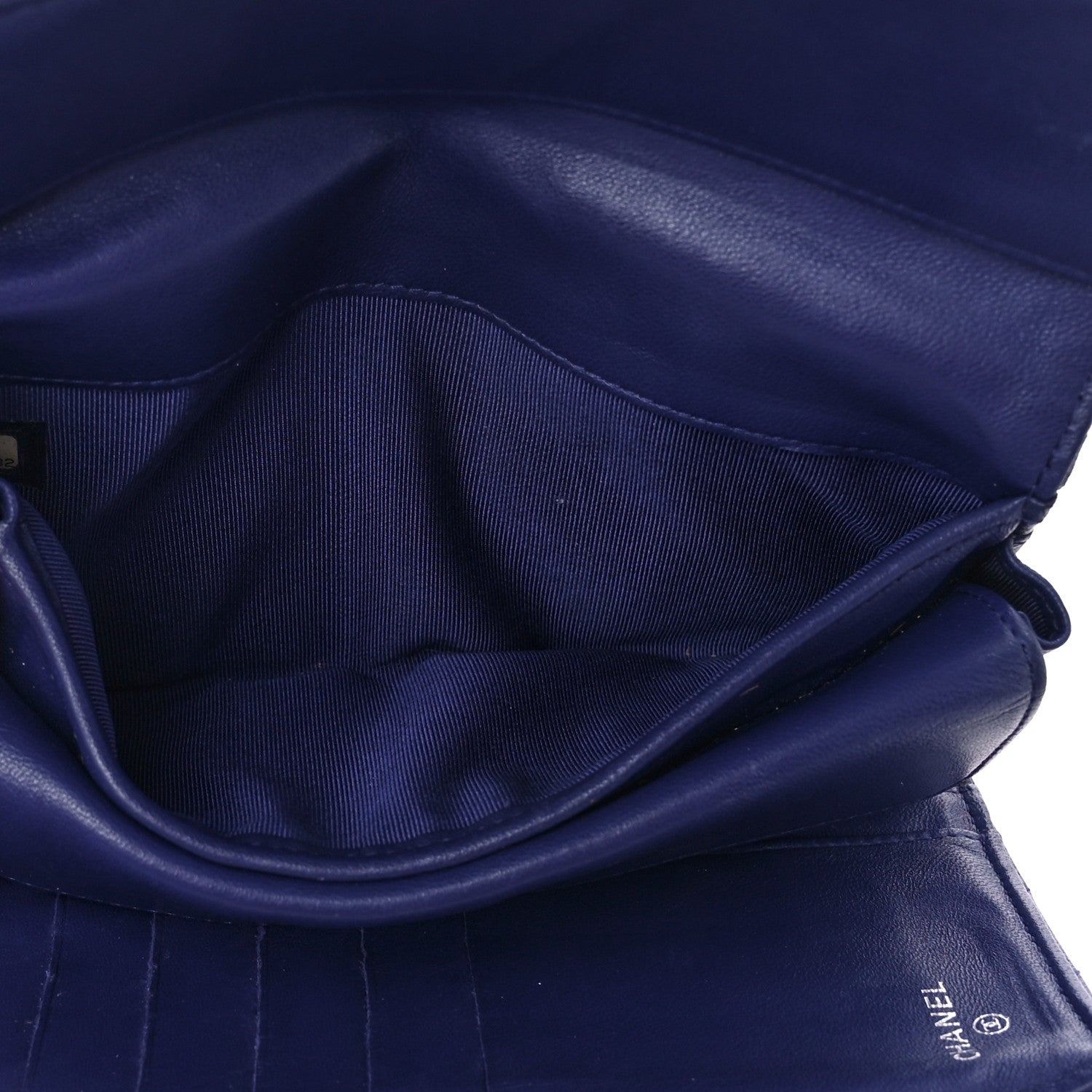 Chanel Lambskin Quilted Large Gusset Flap Wallet Blue 5 of 12