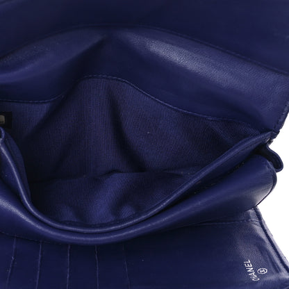 Chanel Lambskin Quilted Large Gusset Flap Wallet Blue 5 of 12