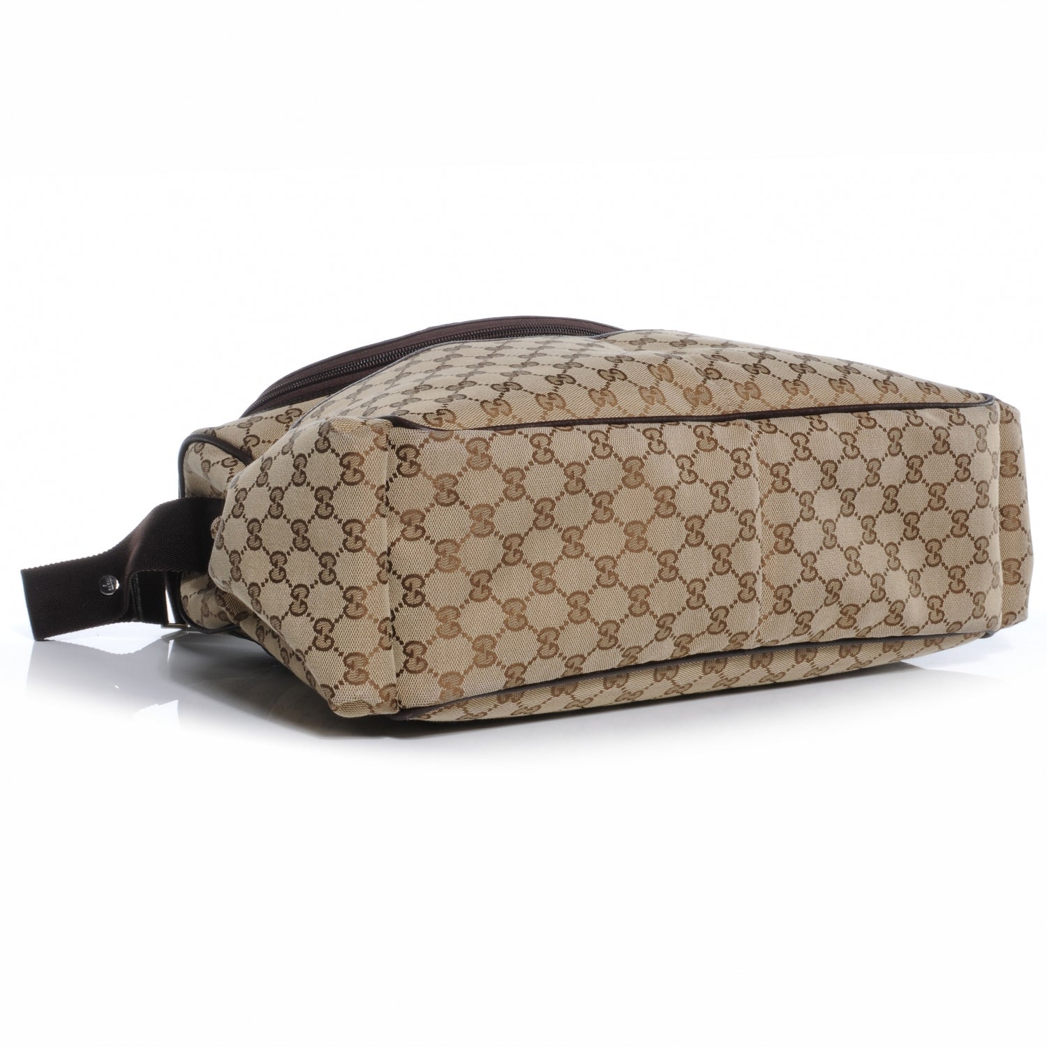 Gucci Monogram Natural Pigskin Large Diaper Bag Beige Ebony Cocoa Dark Chocolate 4 of 8