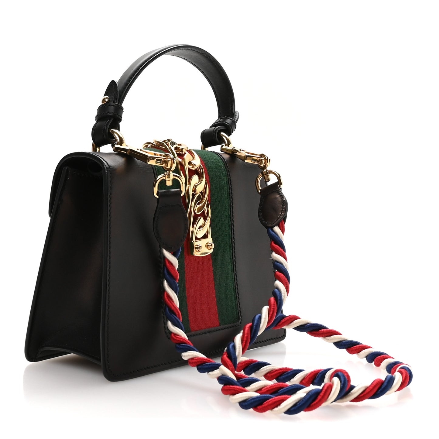 Calfskin Mini Sylvie Top Handle Bag Black