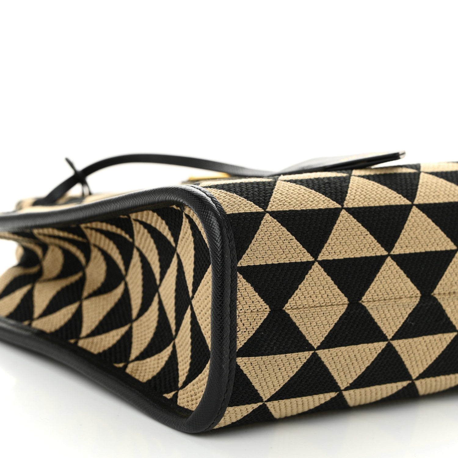 Prada Jacquard Saffiano Triangolo Symbole Embroidered Small Tote Black Corda 9 of 11