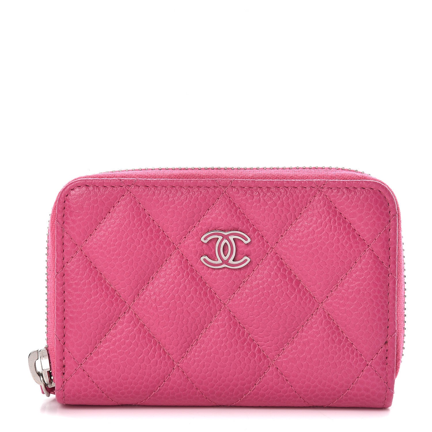 Chanel Caviar Quilted Zip Coin Purse Pink 1 of 7