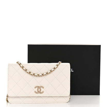 Chanel Caviar Quilted Perforated Metal CC Wallet On Chain WOC White 12 of 12