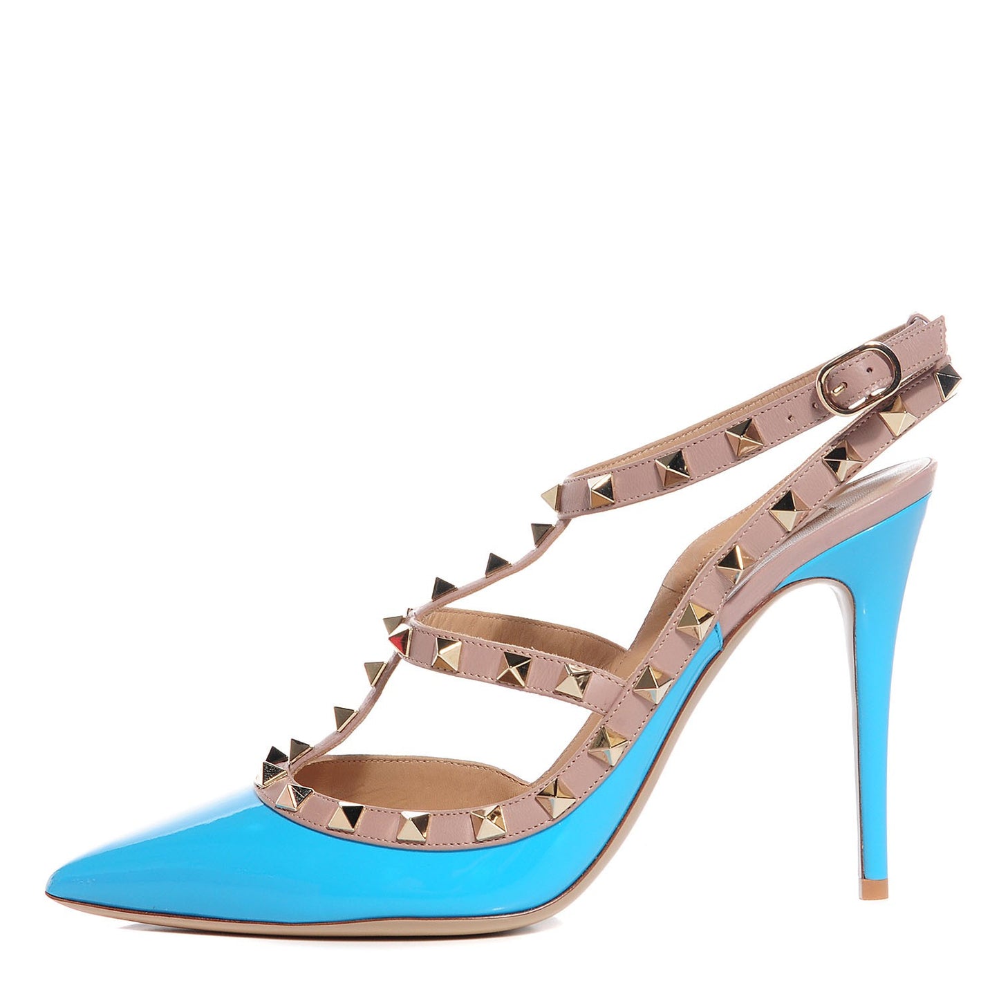 Patent Rockstud Ankle Strap 100mm Pumps 40 Parrot Poudre