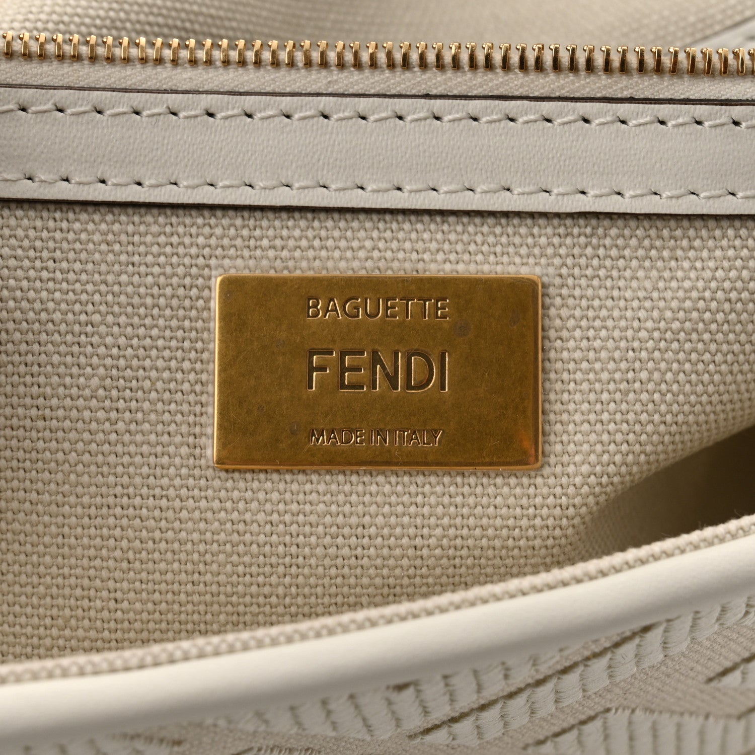 Fendi Canvas Vitello King Extra Strap FF Embroidered Baguette White Ice 6 of 11