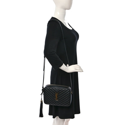 Saint Laurent Calfskin Matelasse Monogram Lou Camera Bag Black 2 of 9
