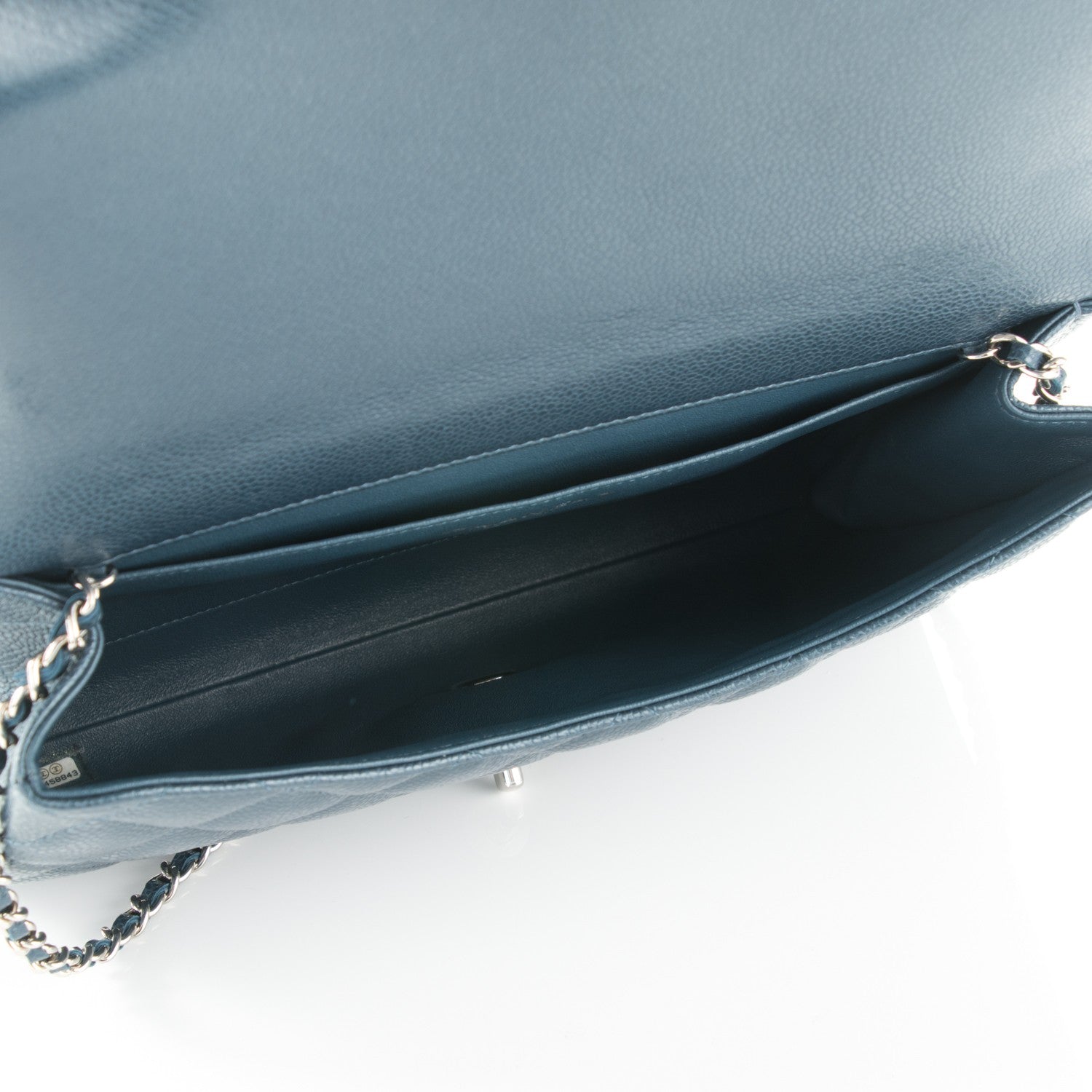 Chanel Caviar Quilted Clutch With Chain Flap Blue 6 of 8